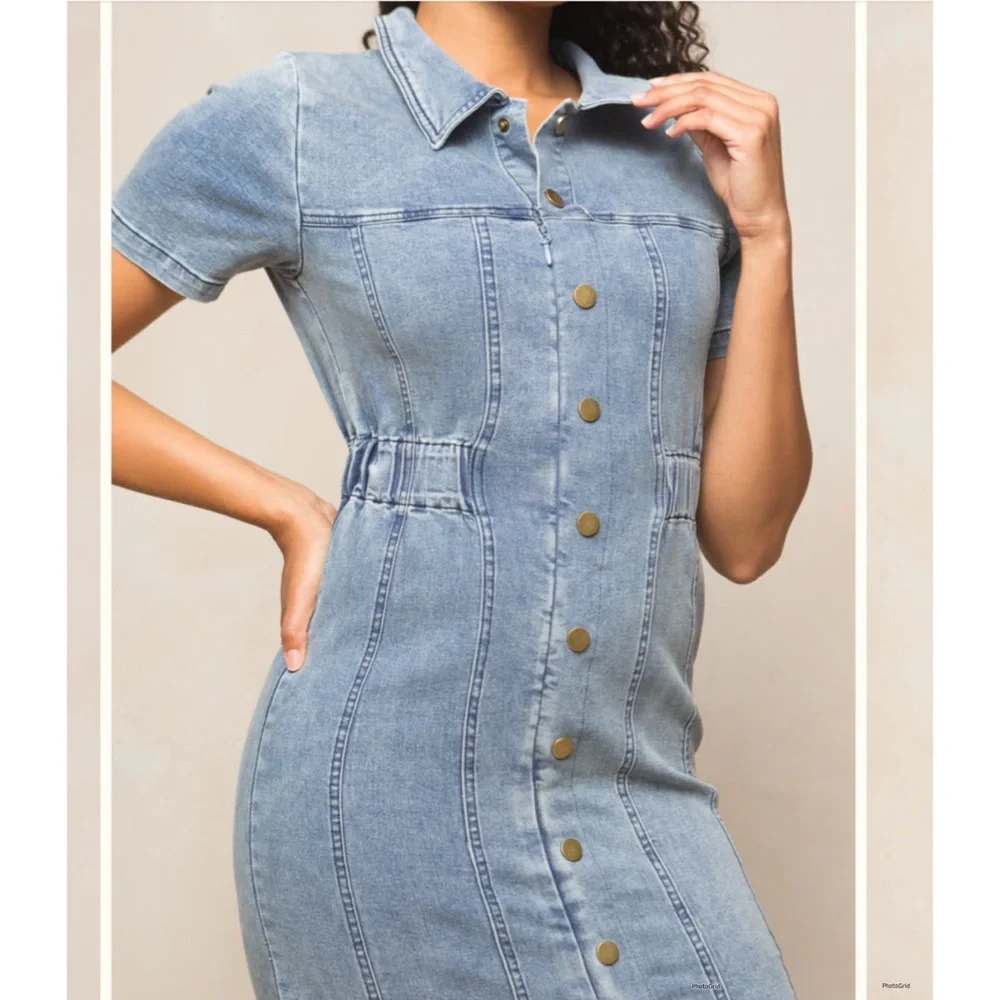 Ivy City Co Erin Denim Dress New With Tags Size Large